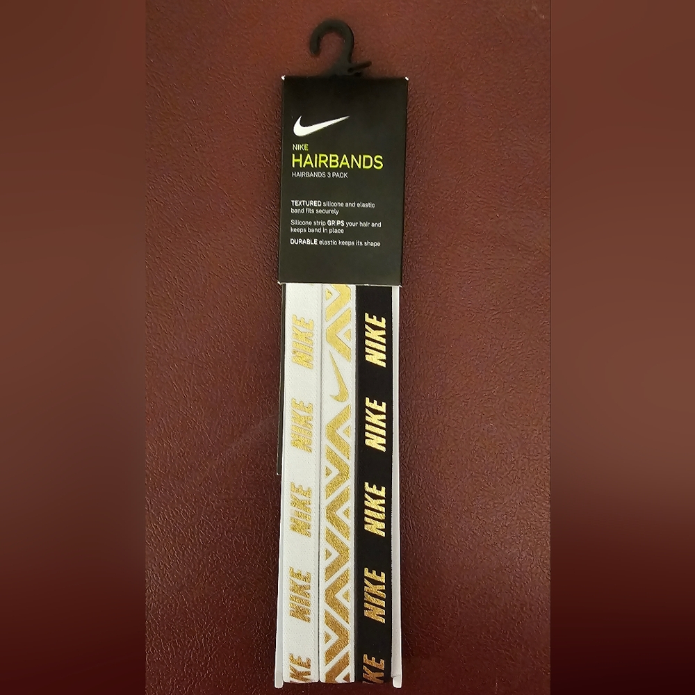 Nike Hairbands Trio - White, Gold, and Black
